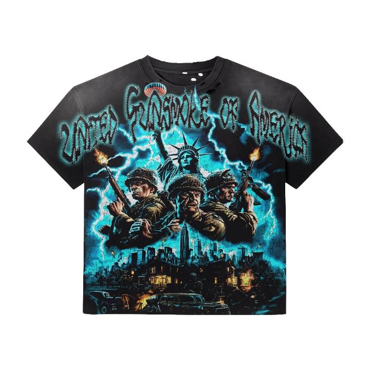 GUNSMOKE CROP TOP TEE (BLUE ARMY)