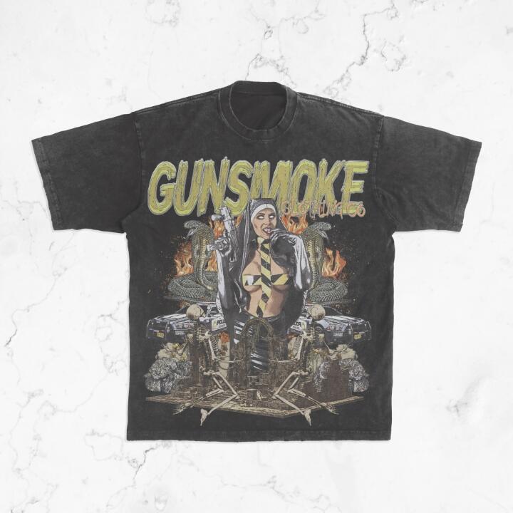 GUNSMOKE BLACK CROP TEE