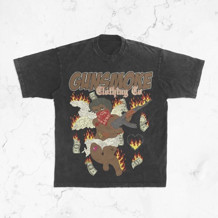 GUNSMOKE BLACK CROP TEE  (BABY SCARF)